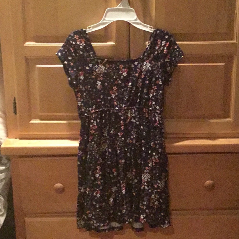 Three Hearts Floral Blouse Blue and Pink Ruffled Neckline